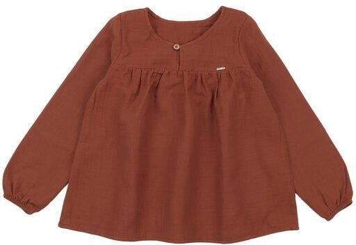 Kinder Bluse GOTS zertifiziert – Bio-Baumwolle, Musselin in Terrakotta, locker geschnitten, weich & bequem | Walkiddy