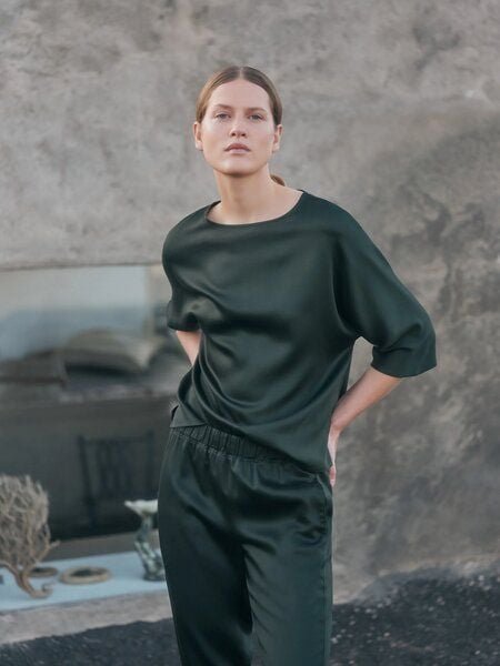 LANIUS 3/4 Arm Bluse in waldgrün