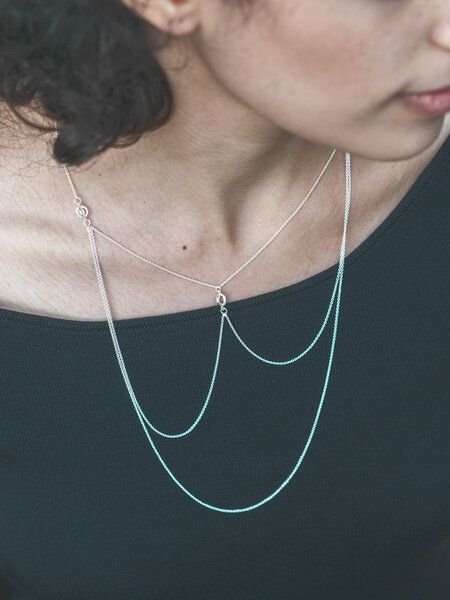 Jonathan Radetz Jewellery Collier KISSKISS, Silber 925, Sterlingsilber, Länge 63 cm, Handmade in Germany