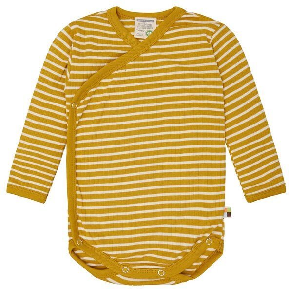 loud + proud Babys & Kinder Wickelbody langarm gestreift mit Rippe, GOTS-zertifiziert
