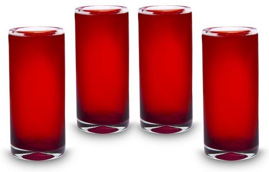 Mitienda Shop Mundgeblasene Trinkgläser 4er Set Rubi rot 650ml