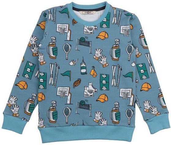 Cotokids Kinder Sweatshirt GOTS zertifiziert, hellblau, Sport-Allover, Bio-Baumwolle, weich – Walkiddy