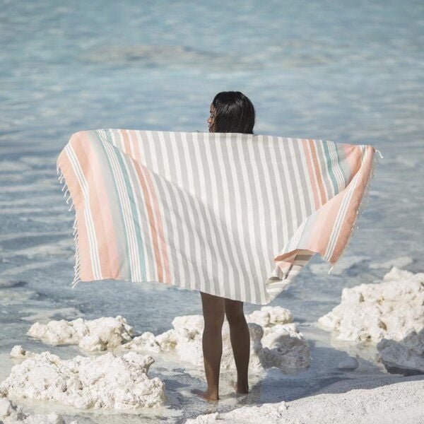 Der kleine Bazar Hamamtuch Bio Blockstreifen 100 % GOTS-Bio-Baumwolle