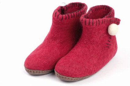 El Puente Filz-Stiefelchen "Pata" aus 100% Wolle und Rindsleder