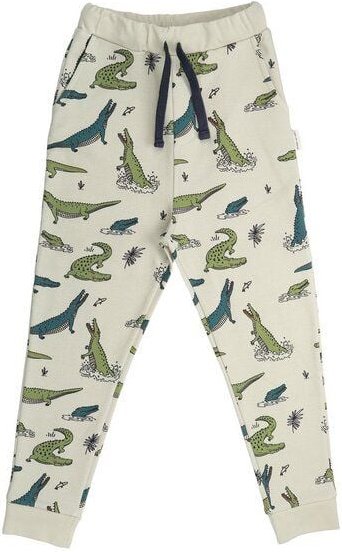 Kinder Jogginghose Krokodilprint GOTS-Bio-Baumwolle, hellgrün, elastischer Bund & Bündchen – Walkiddy, weich & spielbere...