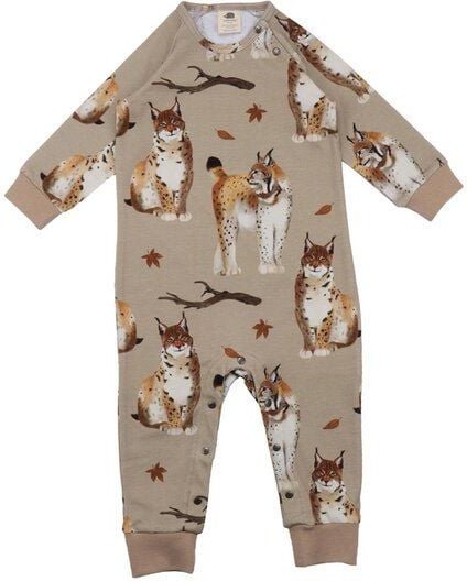 Baby Strampler Langarm Bio Baumwolle - Walkiddy Royal Lynxes Beige, Umweltfreundlich, GOTS-zertifiziert, Bequem, Allergi...
