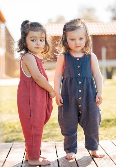 PETER JO Baby Jumpsuit aus Leinen/Sun Drop