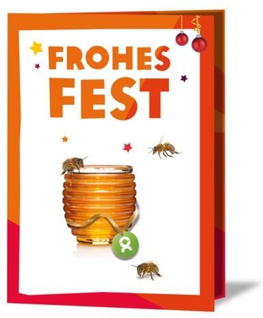 OxfamUnverpackt Spenden-Geschenk "Honigbienen" (Weihnachtskarte mit Magnet)