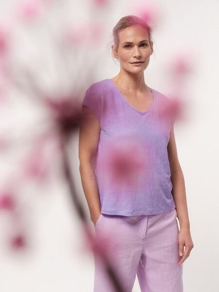 LANIUS Shirt mit V-Ausschnitt aus Bio-Leinen