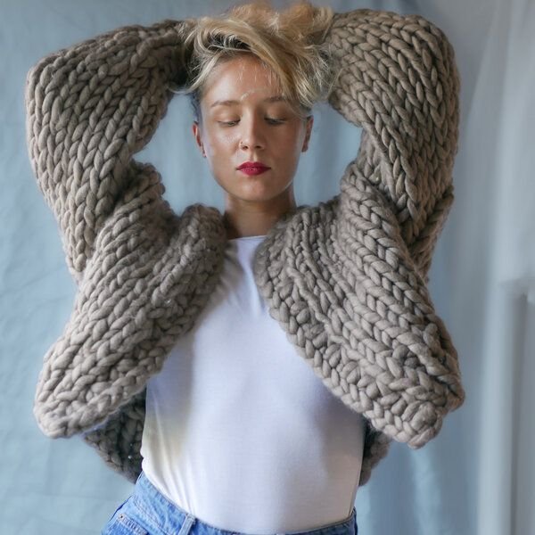 PANAPUFA 100% MERINO Chunky wolle Strickjacke