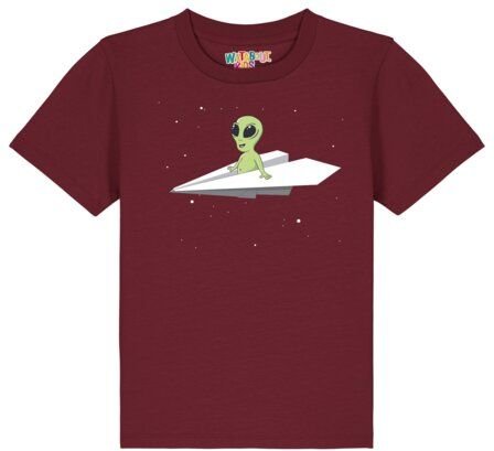 watabout.kids T-Shirt Kinder Alien on a paper plane