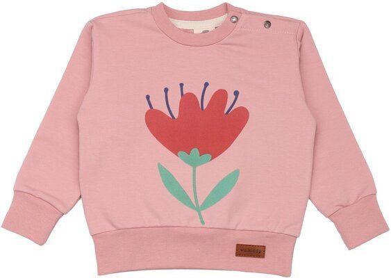 Kinder Sweatshirt GOTS-zertifiziert aus Bio-Baumwolle rosa mit Tulpen-, Marienkäfer- & Schmetterlingsmotiv – Walkiddy