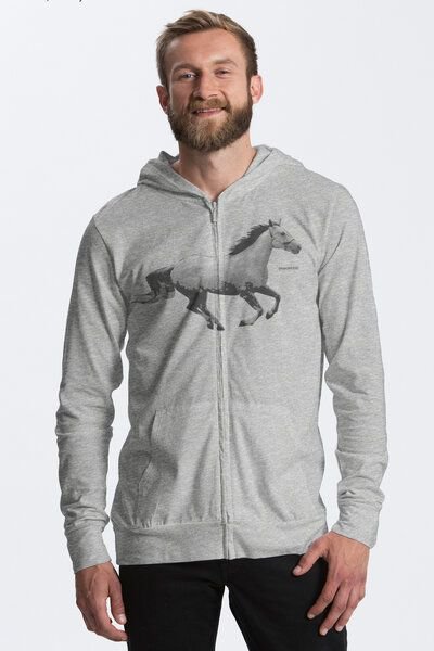 Peaces.bio - handbedruckte Biomode Herren Bio-Jersey-Zip-Hoodie Horsepower