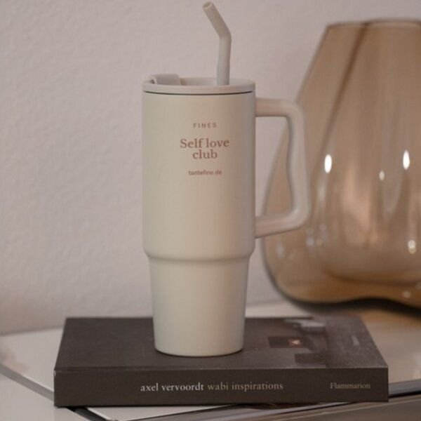 Tante Fine Tumbler Edelstahl SELF LOVE CLUB * beiger Quencher * Thermobecher * 900ml