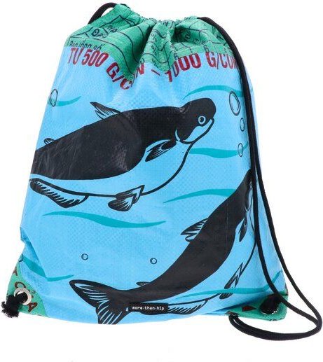 MoreThanHip Rucksack mit Kordelzug aus recycelten Fischfüttersäcken - Chenda