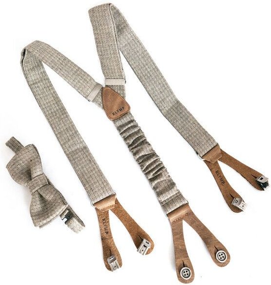 klYmp Hosenträger + Fliege in Leinen Diamand