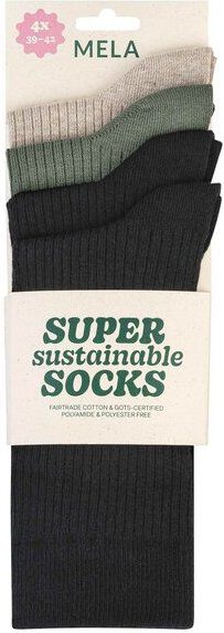MELA 4-Paar Fairtrade Socken aus Biobaumwolle | gerippt