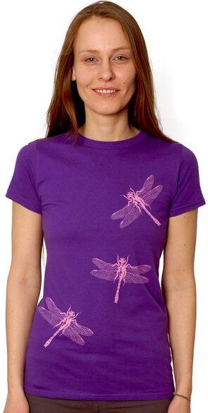 HANDGEDRUCKT "3 Azurjungfern" Frauen-T-SHIRT von Earth Positiv Biobaumwolle