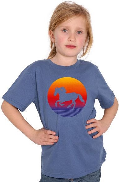 HANDGEDRUCKT "Sunsethorse" Unisex Kinder-T-Shirt