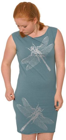 HANDGEDRUCKT "3Azurjungfern" Bio-Kleidchen