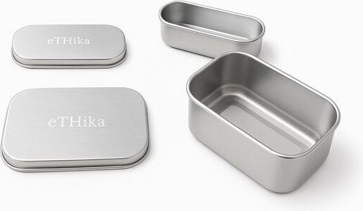 eTHikǝ Set von 2 zwei Edelstahlbehälter 300ml und 100ml