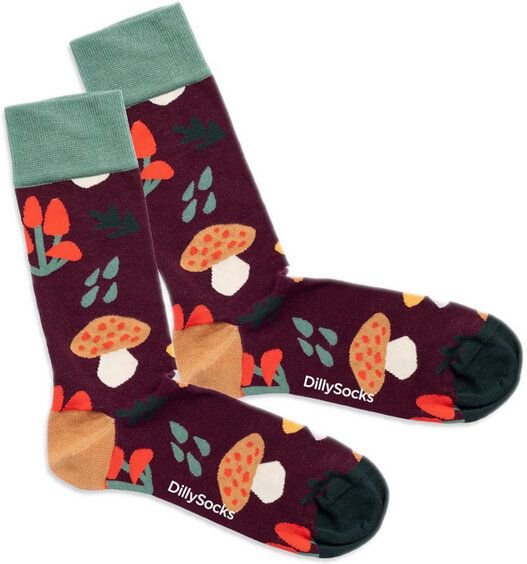 DillySocks Bunte Socken, Bio Baumwolle, Mushroom Crush