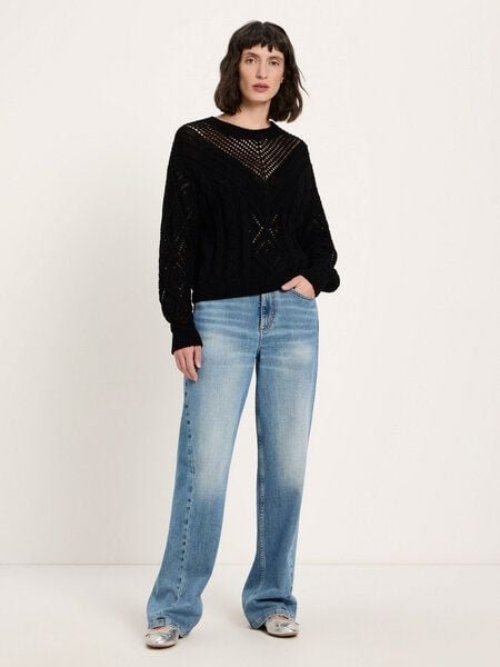 LANIUS Lochstrick Pullover aus Bio-Baumwolle