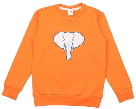 Thumbnail - Kinder Sweatshirt GOTS-zertifiziert aus Bio-Baumwolle, orange mit Elefantenmotiv, langarm – Walkiddy, weich & hautfreund...