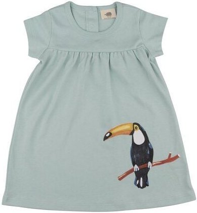 Walkiddy Baby Kurzarm Kleid aus Bio-Baumwolle in Tucan-Grün