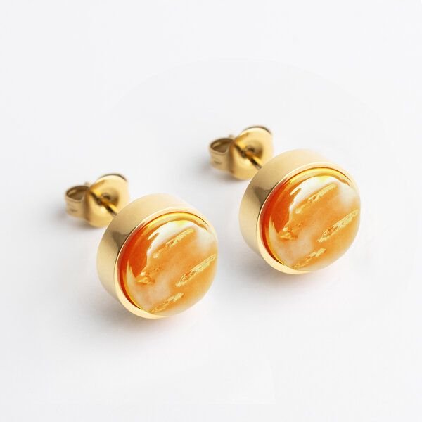 ALEXASCHA Edelstahl Ohrstecker mit Glasstein | Gold