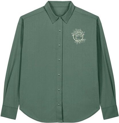 Life-Tree Hemd aus Biobaumwolle Fairwear für Herren "Olive" mit Brust-Logo in Green Bay Grün