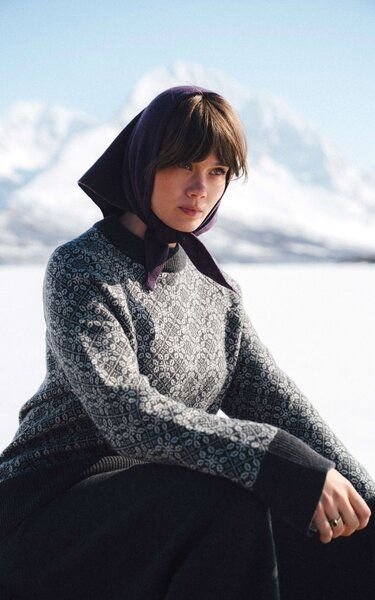 Kopyto BARIBAL - Damen Oversize Boxy Stickpullover Beskiden-Muster 100% Merinowolle