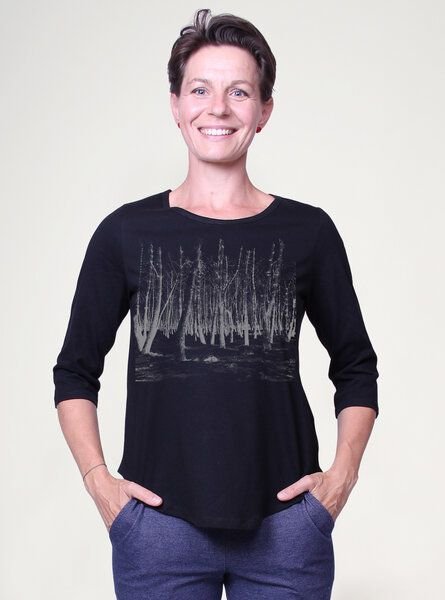 Peaces.bio - handbedruckte Biomode Dreiviertelarm-Shirt Woodland