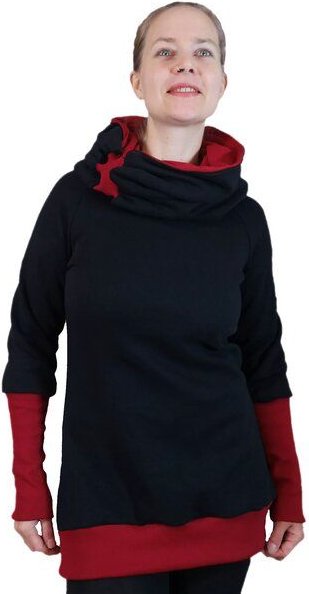 liebewicht Kapuzenpullover KapOn schwarz/rot 2 Längen nach Wahl