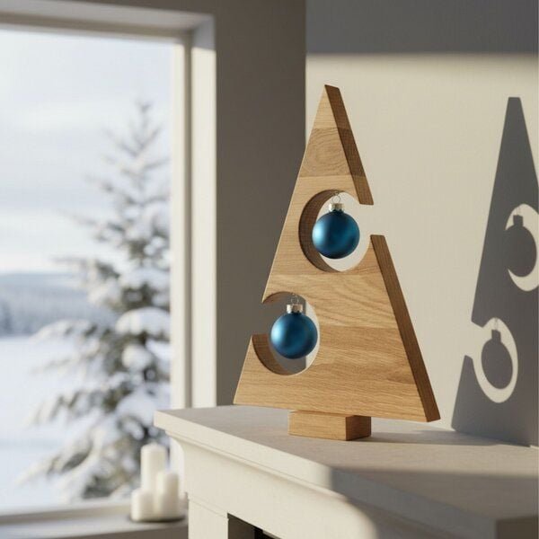 Baumkrone Deko-Weihnachtsbaum aus Eiche (2 Kugeln)