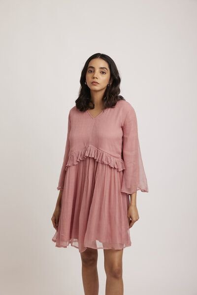 ÏMAIMA Lale Chiffon Kleid mit Rüschendetails