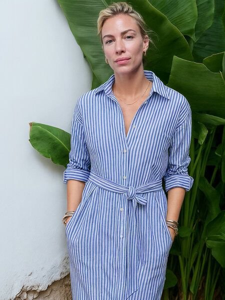 WOTE Hemdblusenkleid lang mit Gürtel aus Organic Cotton