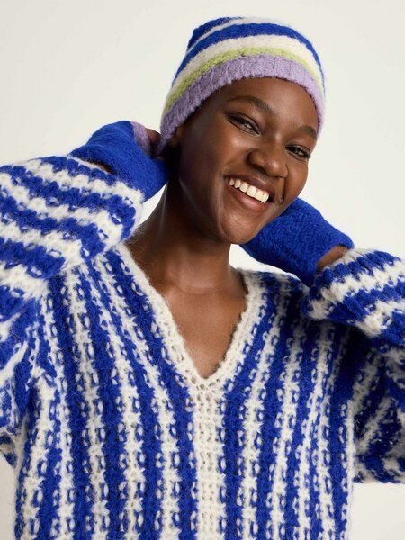 LANIUS Streifenmütze aus Alpakawolle