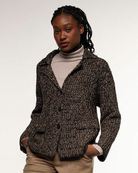 Alma & Lovis Legerer Strick-Blazer in edler Melange-Alpakawolle | Ripp Blazer