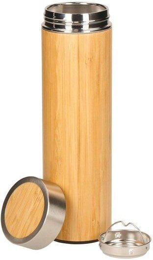 elasto Vakuumflasche - doppelwandige Isolierflasche aus Edelstahl mit Teesieb