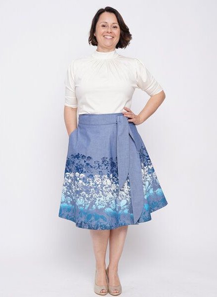 Peaces.bio - handbedruckte Biomode Wickelrock Blütenblätter