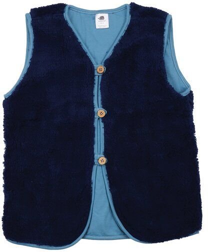 Kinder Fleeceweste GOTS-zertifiziert aus Bio-Baumwolle, navy mit hellblauem Futter, Druckknöpfe vorne – Walkiddy Fleece ...