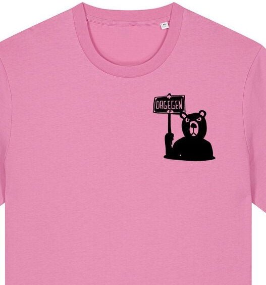 päfjes Der Bär ist DAGEGEN! Du auch? - Fair Wear Männer Unisex Bio T-Shirt Siebdruck