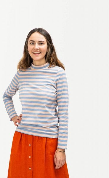 Matona Hochgeschlossenes Langarmshirt mit verspieltem, buntem Streifendesign / Collared Longsleeve