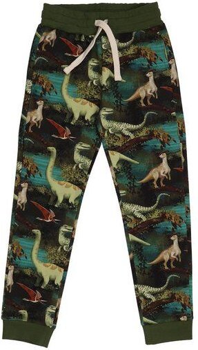 Kinder Jogger GOTS zertifiziert, 95% Bio-Baumwolle, grün, Dino-Dschungel-Muster, weich & bequem – Walkiddy