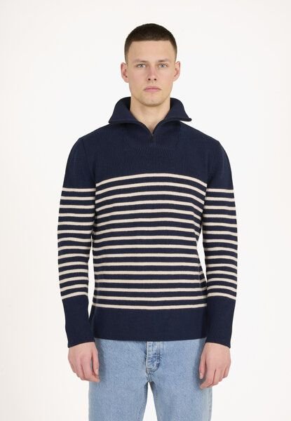 KnowledgeCotton Apparel Troyer - 1/2 neck zip merino wool rib knit - aus Bio-Wolle