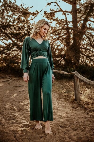 Vivien Joy High Waist Hose mit Falten - Farrah Comfy Pants