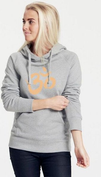 Peaces.bio - handbedruckte Biomode Bio-Damen-Kapuzensweater "Om"