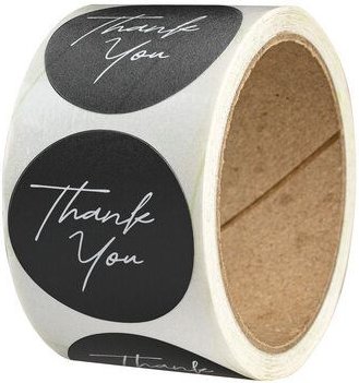 Fines Papeterie 50 Sticker * Thank you * verschiedene Motive * 4cm rund * auf Rolle * Naturpapier