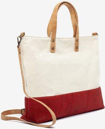 Kork-Deko Umhängetasche aus Korkstoff - rot-weiß - Handtasche aus Kork